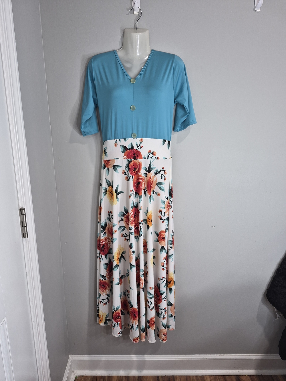 Othr Teal Top Floral Maxi Dress
